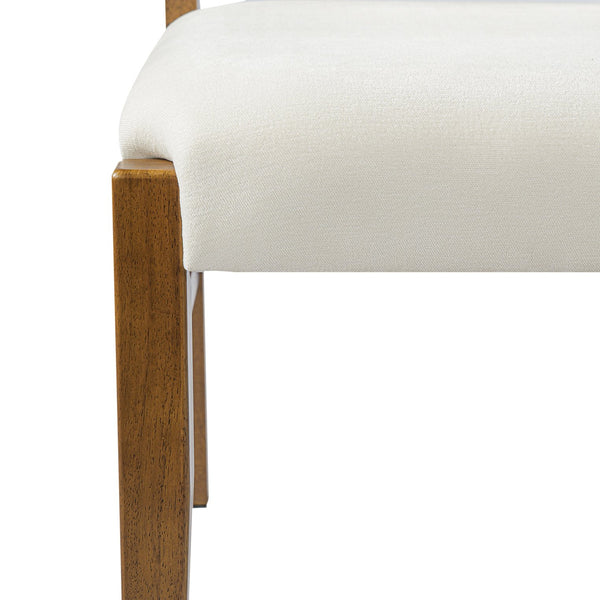 English Elm Mid-century Modern Linen Blend Dining Chairs Rubberwood Legs Sculptural Backrest Set of 2 Beige,Walnut N768P442078W