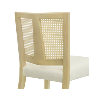 English Elm Christopher Knight Home® - Rattan Mid-Century Dining Chair Set of 2 with Woven Cane Back, Upholstered High-Density Seat Cushion Beige,Natural Ash N771P254006A