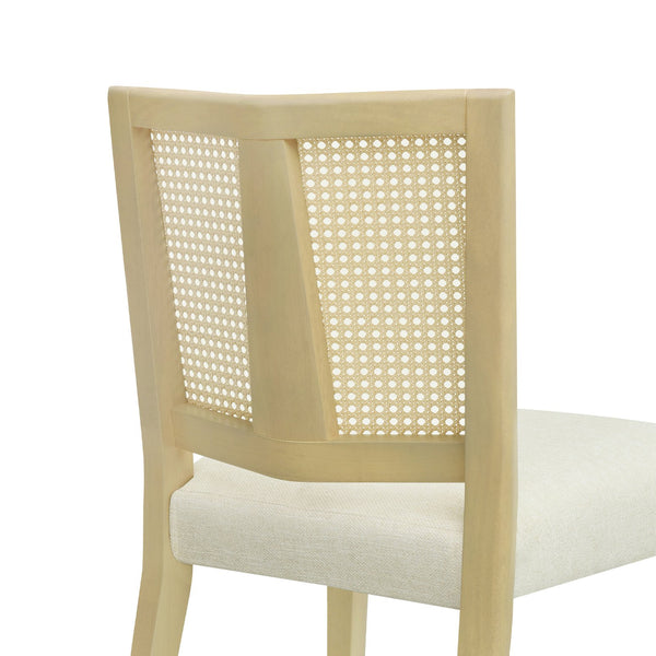 English Elm Christopher Knight Home® - Rattan Mid-Century Dining Chair Set of 2 with Woven Cane Back, Upholstered High-Density Seat Cushion Beige,Natural Ash N771P254006A