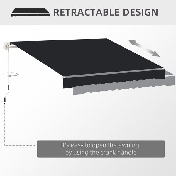 English Elm Outsunny 8' X 7' Manual Retractable Awning - Durable Uv-Blocking Shade For Patios, Decks & Windows W2225P174225-GIGA