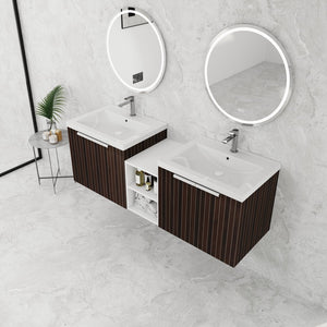 English Elm 60 Inch Soft Close Doors Bathroom Vanity Set With Stylish Resin Sink & Ample Storage Solutions W999S00260