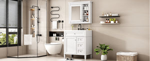 English Elm 30'' Modern Bathroom Vanity Set With Ceramic Sink & Mirror Cabinet - Stylish Storage Solution! SW000127AAK-1