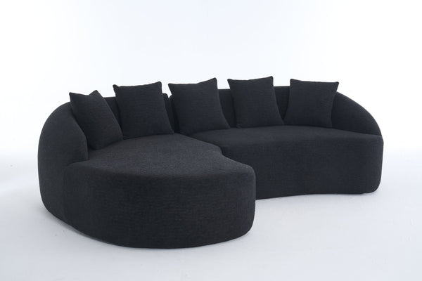 English Elm New Modular Chenille Sectional with Deep Curved Chaise and High-density Foam Seating W2231S00054