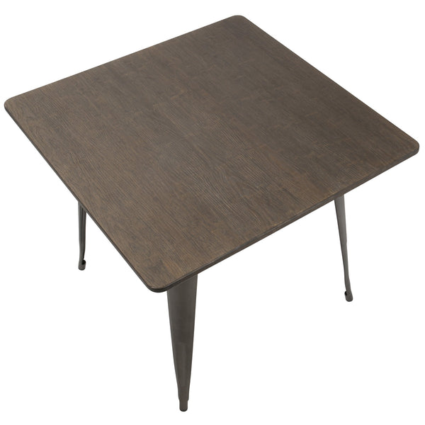 English Elm 36"-farmhouse Square Bamboo Dining Table Seats Four with Industrial Metal Base B202P223352