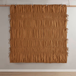 English Elm 2pcs Shabby Chic Ruched Comforter Set Bow Trim Brushed Polyester Fill Romantic Bedroom Brown B035P341088
