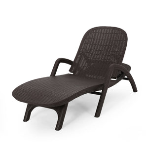 English Elm Christopher Knight Home® - MIKAEL Chaise Lounge Dark Brown Polypropylene 3D Wicker Weather-Resistant Handcrafted Outdoor Seating 68020.00DBRN