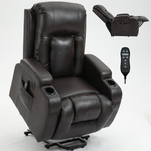 English Elm Infinite Power Lift Recliner with Massage Heating and Usb for Elderly Support W1803S00057