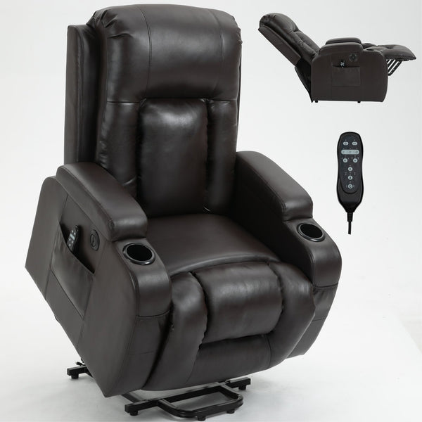 English Elm Infinite Power Lift Recliner with Massage Heating and Usb for Elderly Support W1803S00057
