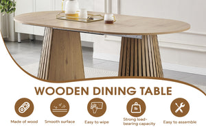 English Elm Wooden Dining Table - Extendable Space-Saving Design For Dining, Office, Or Coffee Use, Stylish Oval Top W3590P355171-GIGA