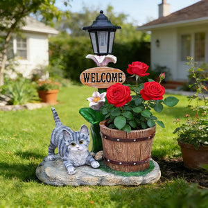 English Elm Labrador Solar Garden Statue with Led Glow and Built-in Succulent Planter Basin W5398P464241