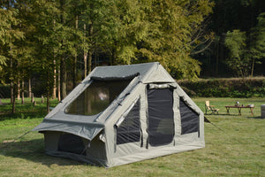 English Elm Inflatable Glamping Tent 4 Season Waterproof Air Beam Frame Shelter for 4 to 6 Persons Army Green W640P244860