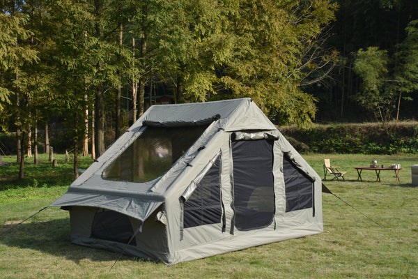 English Elm Inflatable Glamping Tent 4 Season Waterproof Air Beam Frame Shelter for 4 to 6 Persons Army Green W640P244860