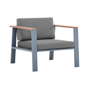 English Elm Ivano Modern 4-Piece Outdoor Patio Set Gray with Teak Accents, Water-Resistant Olefin Cushions B2736P354362