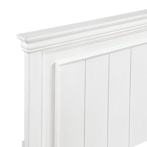 English Elm White Solid Wood Full Bed Frame with Tall Paneled Headboard Classic Cottage Style B011S02481