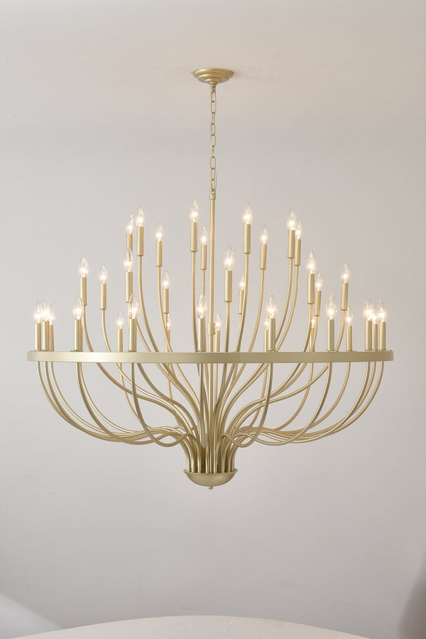 English Elm 36-light Matte Black Iron Candle Chandelier Farmhouse Industrial Style for Large Dining Rooms W5008P464950
