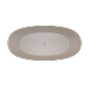 English Elm 55' 55 Inch Freestanding Stone Resin Soaking Tub Sculptural Oval Basin for Spa Bathrooms Beige W2753P415935