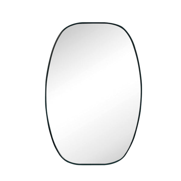 English Elm 24x36 Matte Metal Framed Oval Wall Mirror with Hd Glass for Bath or Entryway Black W2203P474694