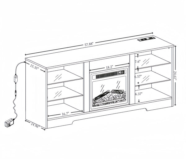 English Elm TV LED Fireplace TV Stand with Bluetooth LED Lights, Remote, USB Charging & Ample Storage, 58" Espresso W2275P257463
