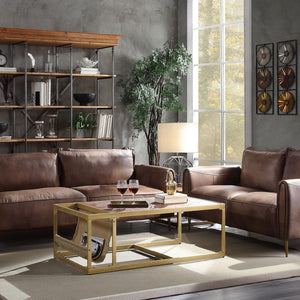 English Elm Retro Brown End Table – Stylish Vintage-Modern Design With Leather Top & Open Iron Base For Versatile Use B062P209087-GIGA