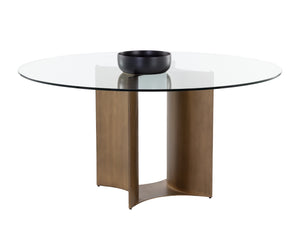 Sunpan Denver Dining Table Base in Antique Brass Finish - Ideal for 59" Round or 86.5" Rectangular Tops