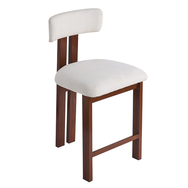English Elm Christopher Knight Home® - 26.5'' Stylish Round Stools with Low Back - Comfortable Upholstered Seats, Walnut Base, Metal Frame White+Walnut N780P236628W