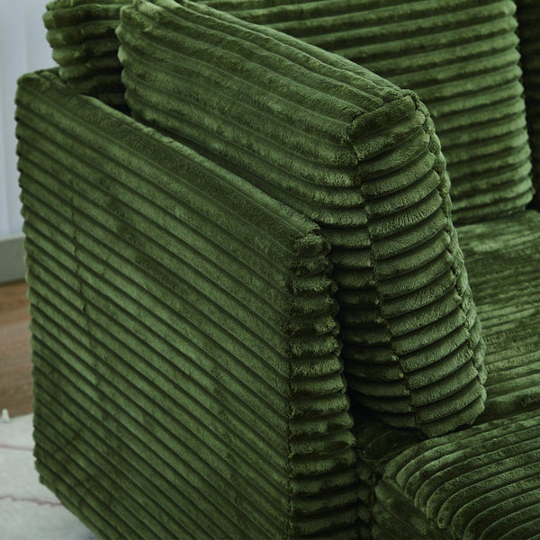 English Elm Corduroy Plush U-Shaped Sectional Sofa with Storage Ottoman, Pet-Friendly Durable Modular Comfort Green W2915S00065