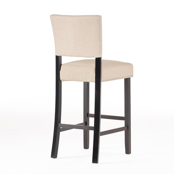 English Elm Christopher Knight Home® - Barstools Beige set of 2 with Rivet Accent, Upholstered Fabric Cushion, Durable Wood Frame, Versatile 56695.00