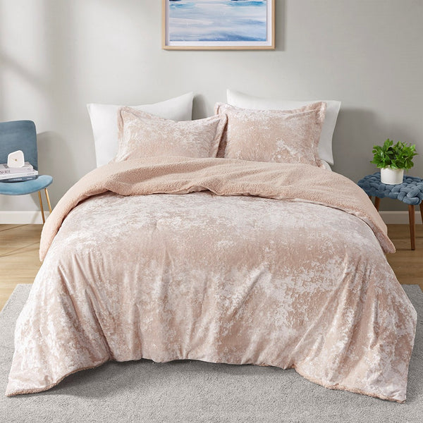 English Elm Full/Queen Mira Crushed Velvet Sherpa Reversible Comforter Set — Luxe Cozy Hypoallergenic, Dustproof, OEKO-TEX Certified Machine Washable Pink 11.02 L x 19.69 W x 11.02 H B035129825