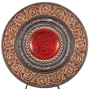 English Elm 21" Polyresin Round Wall Plaque Stone-look Relief Carved Earthy Tones Home Accent B072116028