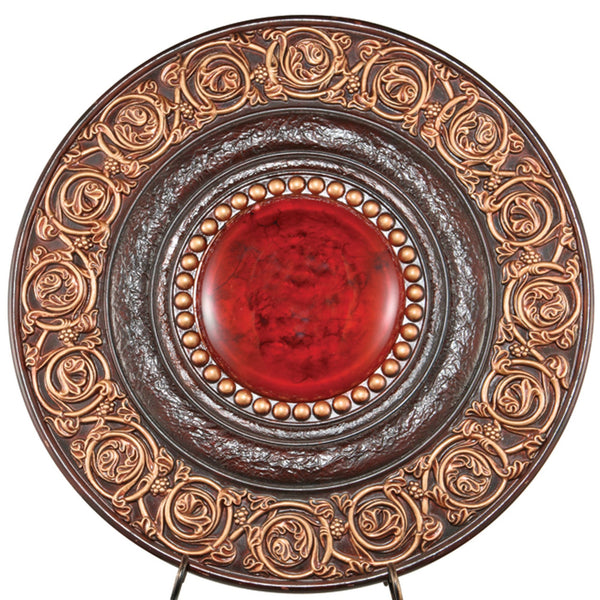 English Elm 21" Polyresin Round Wall Plaque Stone-look Relief Carved Earthy Tones Home Accent B072116028
