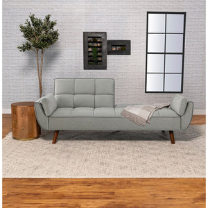 English Elm Caufield Grey Tufted Convertible Sofa Bed with Linen-Like Upholstery, Turquoise Accent & Walnut Legs B062P358303