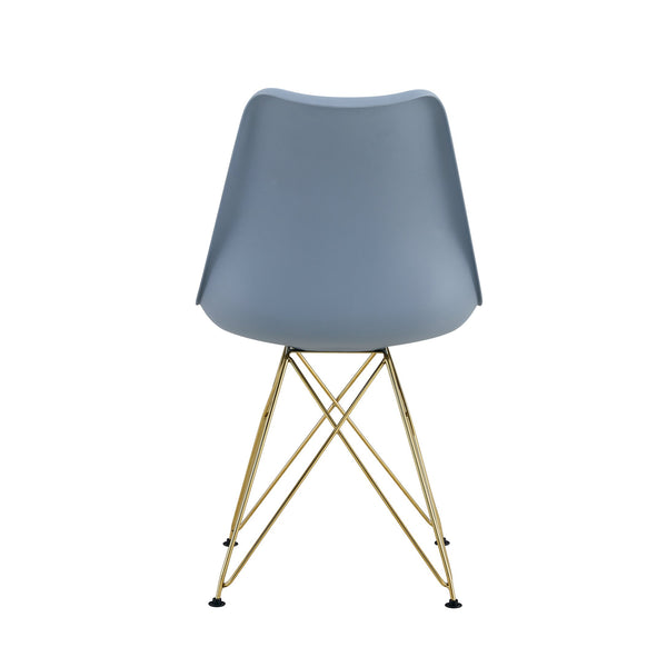 English Elm Modern Dining Chairs Set Of 4 - Stylish Grey Shell Lounge Seat With Golden Steel Legs For Home & Office W370P207512