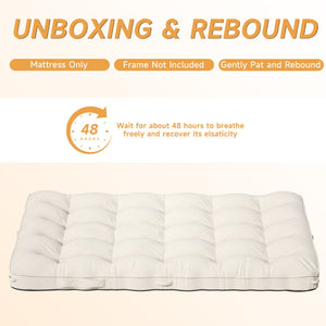 English Elm 8 Inch Foldable Corduroy Floor Mattress Full Size Sofa Bed Guest Sleeping Pad Beige T3210P477353
