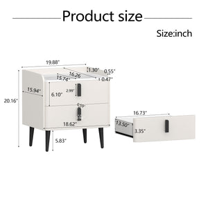 English Elm Nightstand with Marble-Pattern Top and Raised Guard, 2 Drawers for Organized Stylish Bedroom Decor White 23.4 L x 18.5 W x 9.06 H N733P332142K