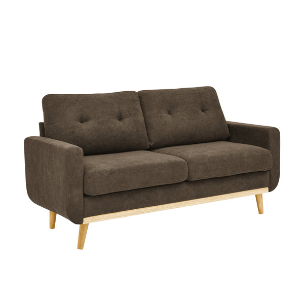 English Elm 67.7" Tufted Button Mid-century Loveseat with Splayed Wood Legs for Living Rooms Brown B355P428574