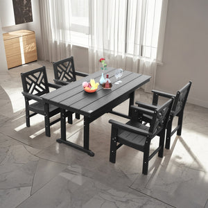 English Elm 5 Piece Hdpe Outdoor Dining Set For 4 - Elegant, Weather-Resistant Table & Chairs For Any Space W2681S00004