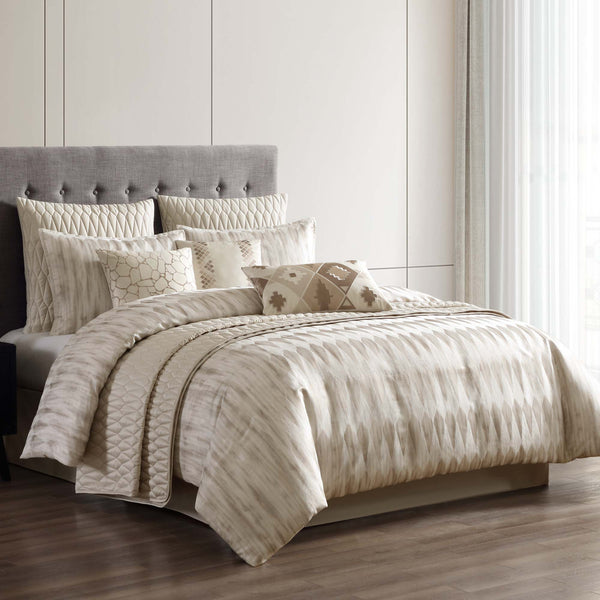 English Elm Milan 10-Piece King Comforter Set In Tan - Elegant Woven Jacquard With Coordinated Accessories For Style B340P341916