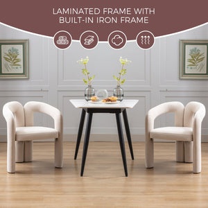 English Elm Contemporary Velvet Upholstered Dining Chair with Steel Frame, Rounded Back Comfort for Home Beige W395103720