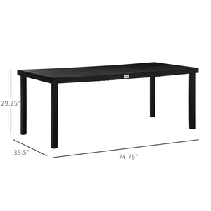 English Elm Outsunny 75" Rectangular Outdoor Dining Table For 8, Durable Aluminum Frame With Faux Wood Top W2225P174355-GIGA