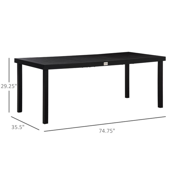 English Elm Outsunny 75" Rectangular Outdoor Dining Table For 8, Durable Aluminum Frame With Faux Wood Top W2225P174355-GIGA