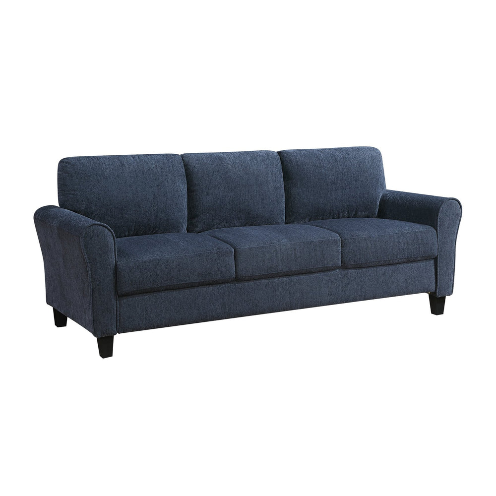 English Elm Contemporary Blue Chenille Three Seat Sofa Pocket Coil Foam Living Room Seating B011P474397