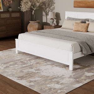 English Elm King Pine Wood Platform Bed with Led Lighting Usb Charging Tall Panel Headboard White W504S00274