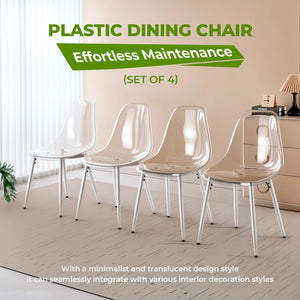 English Elm Pet Shell Dining Chairs Set of Four Clear Acrylic Modern Transparent Seating Matte White W3766P410238