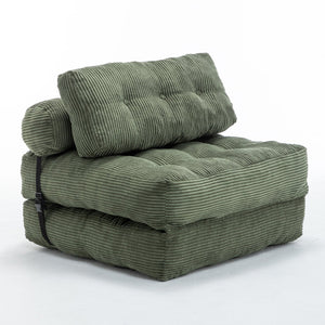 English Elm Folding Floor Sofa Bed Convertible Sleeper Chair with Shredded Foam Corded Fabric Green W2200P442796