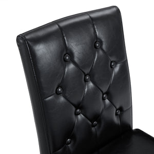 English Elm 4-pack PU dining chairs with ergonomic buckle backrest, gold metal legs, high-density sponge comfort Black W1151P295721