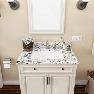 English Elm 31"X22" Bathroom Vanity Top With Undermount Ceramic Sink, Backsplash & Durable Panda White Finish W509P362103