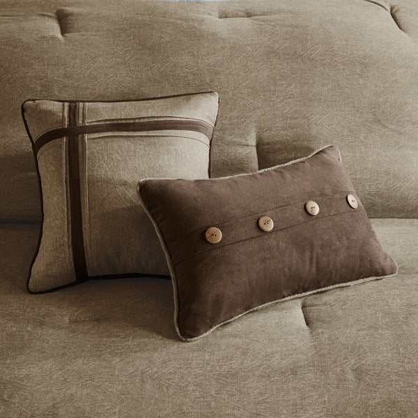 English Elm 7 Piece Faux Suede Comforter Set - Cozy Lodge-Inspired Queen Bedding With Decorative Pillows & Care B03597291