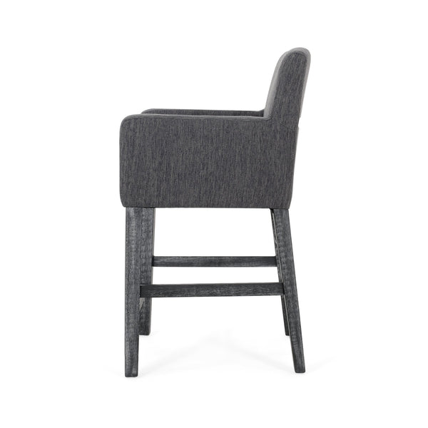 English Elm Upholstered Counter Stool with Arms Rubberwood Frame for Kitchen Island or Home Bar N780P365871C
