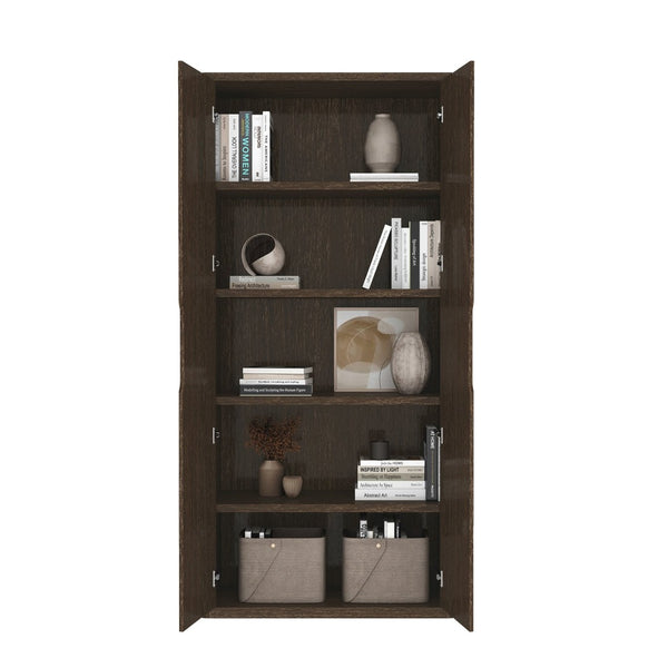 English Elm Rivington 38" Bookcase Cabinet – Modern Walnut Storage With Adjustable Shelves & Soft-Close Doors B365S00013-GIGA