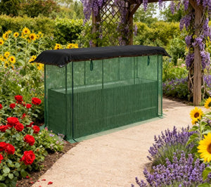 English Elm Galvanized Steel Raised Garden Bed with Hdpe Crop Cage and Shade Cloth Kit T3971P422409